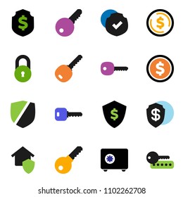 solid vector ixon set - dollar coin vector, shield, safe, protected, lock, key, home protect, password