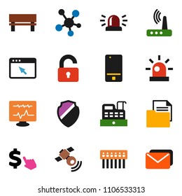 solid vector ixon set - dollar cursor vector, document, satellitie, mobile phone, social media, diagnostic monitor, browser, shield, hub, router, bench, siren, unlock, cashbox, mail
