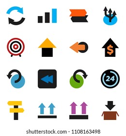 solid vector ixon set - dollar growth vector, target, arrow up, top sign, sorting, backward button, refresh, redo, undo, route, 24 hour, signpost, package
