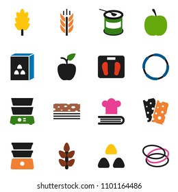 solid vector ixon set - double boiler vector, cookbook, cereal, apple fruit, diet, scales, sports nutrition, cereals, breads, hoop