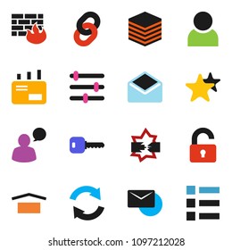 solid vector ixon set - dry cargo vector, speaking man, favorites, mail, disconnection, big data, equalizer, firewall, refresh, chain, user, key, unlock, menu