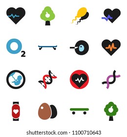solid vector ixon set - egg vector, heart pulse, skateboard, monitor, oxygen, dna, pregnancy, insemination, sperm, fruit tree