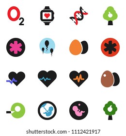 solid vector ixon set - egg vector, heart pulse, monitor, oxygen, ambulance star, dna, pregnancy, insemination, sperm, fruit tree