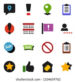solid vector ixon set - exam vector, clipboard, prohibition sign, attention, traking, finger up, favorites, login, pin, smart home, sale, star