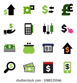 solid vector ixon set - exchange vector, japanese candle, investment, dollar growth, money search, cursor, any currency, pound, receipt, wallet, cash, card reader, tap pay