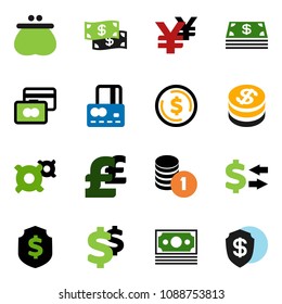 solid vector ixon set - exchange vector, dollar coin, credit card, stack, shield, any currency, pound, yen sign, money, wallet, cash
