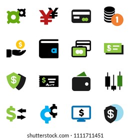 solid vector ixon set - exchange vector, japanese candle, credit card, wallet, investment, coin stack, check, monitor dollar, any currency, yen sign, cent, shield