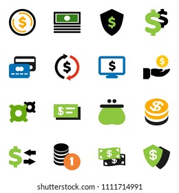 solid vector ixon set - exchange vector, dollar coin, cash, investment, stack, shield, monitor, any currency, sign, credit card, wallet, check