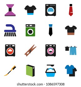 solid vector ixon set - fetlock vector, clothespin, car, drying clothes, washer, washing powder, tie, t shirt