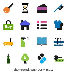 solid vector ixon set - fetlock vector, sprayer, cake, oil, book, sand clock, pool, pills, router, home, fruit tree, key, buy, clothes, menu, password