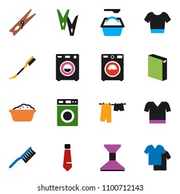 solid vector ixon set - fetlock vector, clothespin, car, drying clothes, washer, foam basin, washing powder, tie, t shirt