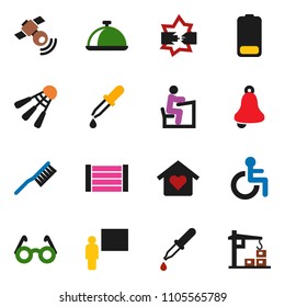 solid vector ixon set - fetlock vector, dish, blackboard, glasses, student, bell, shuttlecock, wood box, satellitie, battery, disabled, dropper, disconnection, love home, construction crane