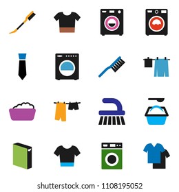 solid vector ixon set - fetlock vector, car, drying clothes, washer, foam basin, washing powder, tie, t shirt
