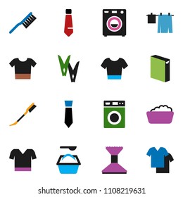 solid vector ixon set - fetlock vector, clothespin, car, drying clothes, washer, foam basin, washing powder, tie, t shirt