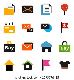 solid vector ixon set - flag vector, arrow up, dollar, document, mail, home, stop, house, buy, clothes