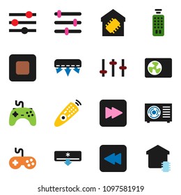 solid vector ixon set - gamepad vector, settings, remote control, stop button, forward, backward, equalizer, air conditioner, ari condition, smart home