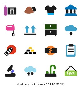 solid vector ixon set - garbage pile vector, water tap, mixer, microscope, clipboard, archive, bank, gold ingot, t shirt, phone, top sign, barcode, cloud exchange, download, disconnection, open