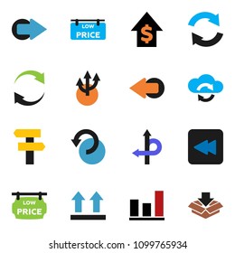solid vector ixon set - graph vector, dollar growth, route, top sign, backward button, cloud exchange, arrow, refresh, undo, low price signboard, signpost, package