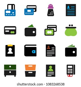 solid vector ixon set - hand mill vector, archive, personal information, credit card, wallet, reader