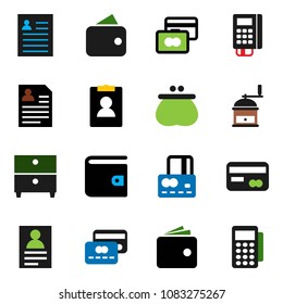 solid vector ixon set - hand mill vector, archive, personal information, credit card, wallet, reader