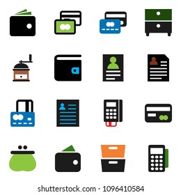 solid vector ixon set - hand mill vector, archive, personal information, credit card, wallet, reader