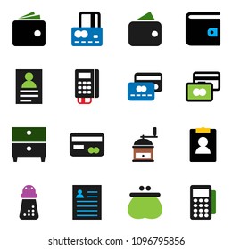 solid vector ixon set - hand mill vector, archive, personal information, credit card, wallet, reader