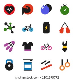 solid vector ixon set - heart pulse vector, stopwatch, bike, weight, fitball, muscule hand, boxing glove, swimsuite, t shirt, sports nutrition, enegry drink, molecule, stairways run, shuttlecock