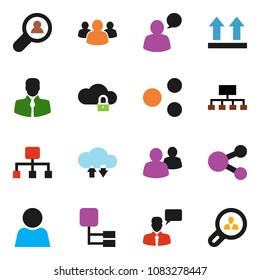 solid vector ixon set - hierarchy vector, client, top sign, speaking man, group, cloud lock, exchange, share, user, search