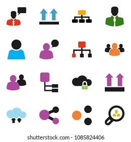 solid vector ixon set - hierarchy vector, client, top sign, speaking man, group, cloud lock, exchange, share, user, search