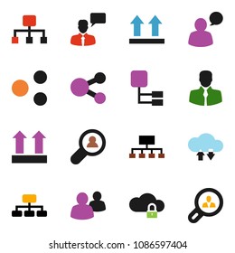 solid vector ixon set - hierarchy vector, client, top sign, speaking man, group, cloud lock, exchange, share, search