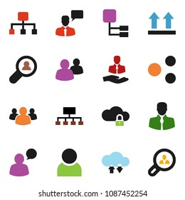 solid vector ixon set - hierarchy vector, client, top sign, speaking man, group, cloud lock, exchange, share, user, search