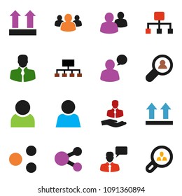 solid vector ixon set - hierarchy vector, client, top sign, speaking man, group, share, user, search