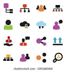 solid vector ixon set - hierarchy vector, client, top sign, speaking man, group, cloud lock, exchange, share, user, search