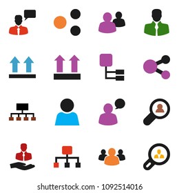 solid vector ixon set - hierarchy vector, client, top sign, speaking man, group, share, user, search