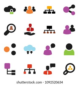solid vector ixon set - hierarchy vector, client, speaking man, group, cloud lock, exchange, share, user, search