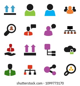 solid vector ixon set - hierarchy vector, client, top sign, speaking man, group, cloud lock, share, user, search