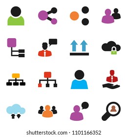 solid vector ixon set - hierarchy vector, client, top sign, speaking man, group, cloud lock, exchange, share, user, search
