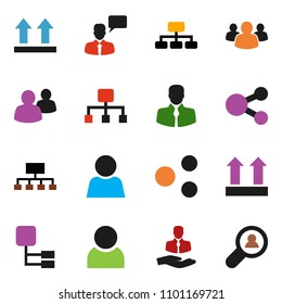 solid vector ixon set - hierarchy vector, client, top sign, speaking man, group, share, user, search