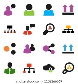 solid vector ixon set - hierarchy vector, client, top sign, speaking man, group, cloud lock, share, user, search
