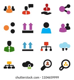 solid vector ixon set - hierarchy vector, client, top sign, speaking man, group, cloud lock, exchange, share, user, search