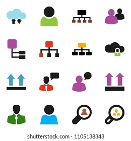 solid vector ixon set - hierarchy vector, client, top sign, speaking man, group, cloud lock, exchange, user, search