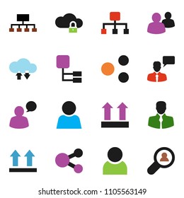 solid vector ixon set - hierarchy vector, client, top sign, speaking man, group, cloud lock, exchange, share, user, search
