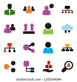 solid vector ixon set - hierarchy vector, client, top sign, speaking man, group, cloud exchange, share, user, search