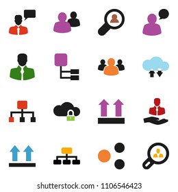 solid vector ixon set - hierarchy vector, client, top sign, speaking man, group, cloud lock, exchange, share, search
