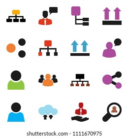 solid vector ixon set - hierarchy vector, client, top sign, speaking man, group, cloud exchange, share, user, search