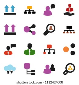 solid vector ixon set - hierarchy vector, client, top sign, speaking man, group, cloud exchange, share, search