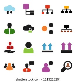 solid vector ixon set - hierarchy vector, client, top sign, speaking man, group, cloud lock, exchange, share, user, search