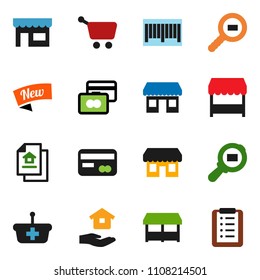 solid vector ixon set - house hold vector, credit card, office, cargo search, estate document, new, market, store, barcode, basket, cart, shopping list