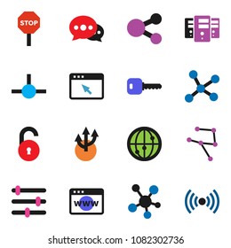solid vector ixon set - internet vector, social media, connect, network, server, browser, equalizer, share, message, route arrow, unlock, key, stop, wireless