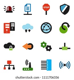 solid vector ixon set - internet vector, connect, cloud lock, exchange, server, gear, shield, hub, router, arrow, redo, hierarchy, network document, stop, siren, wireless